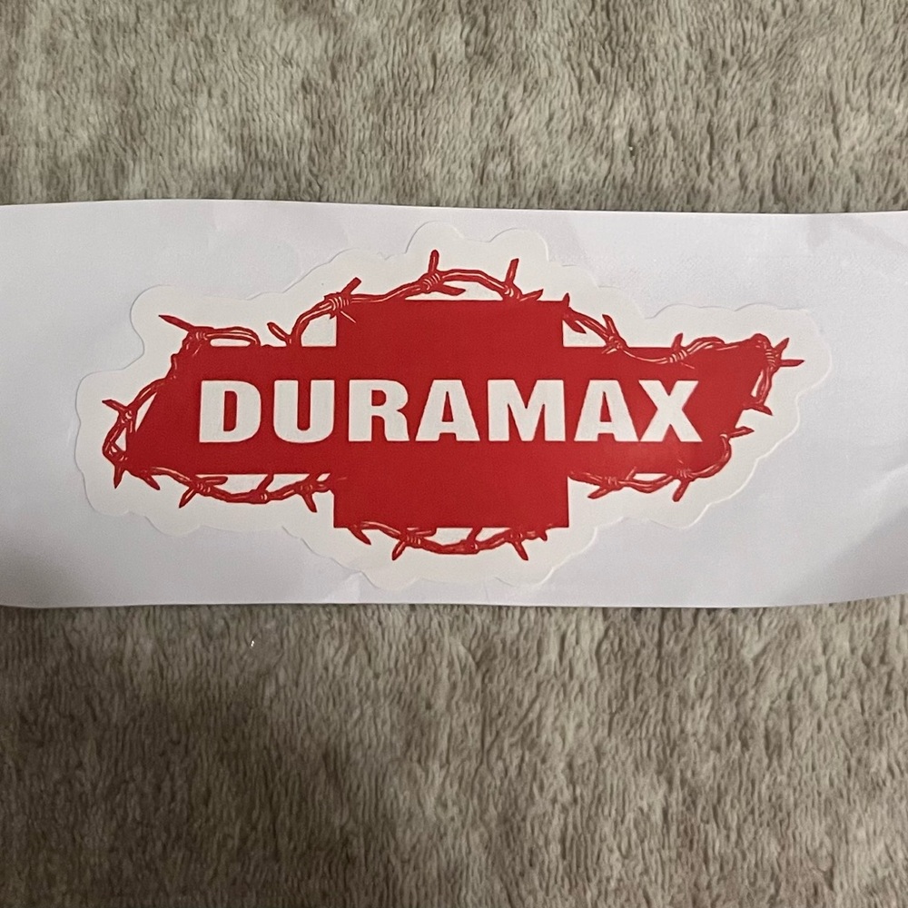 New Duramax Sticker Red with White 2.5”x5”